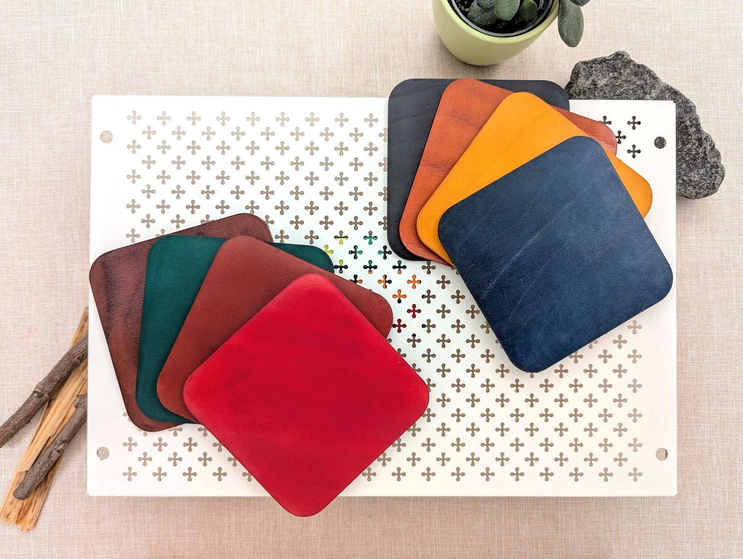 Francesco - Set 4x Individuelle Leder Untersetzer