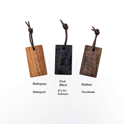 Kanji Mini-Talisman aus Holz – handgefertigt mit Lederprägung