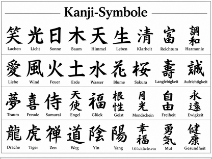 Kanji Mini-Talisman aus Holz – handgefertigt mit Lederprägung