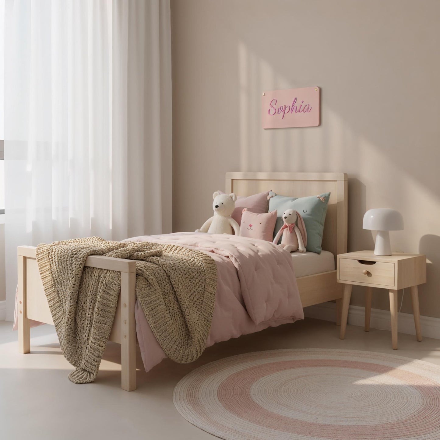 Kinderzimmer Namensschild Buche personalisiert – Türschild für Babyzimmer