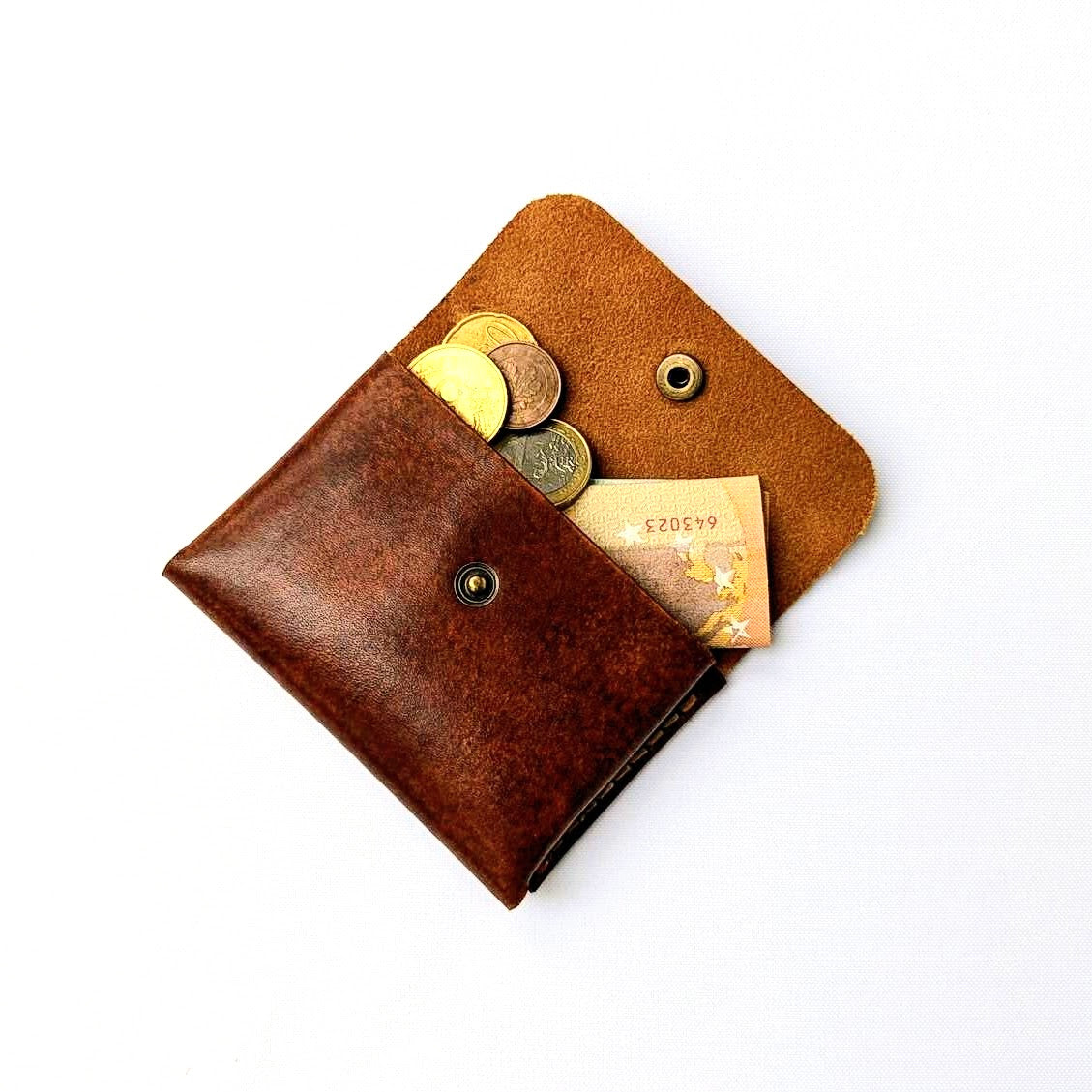 Mini Leder Wallet Lux Color – Minimalistisches handgemachtes Leder Portemonnaie – Slim Wallet für Herren & Damen – Personalisierbar