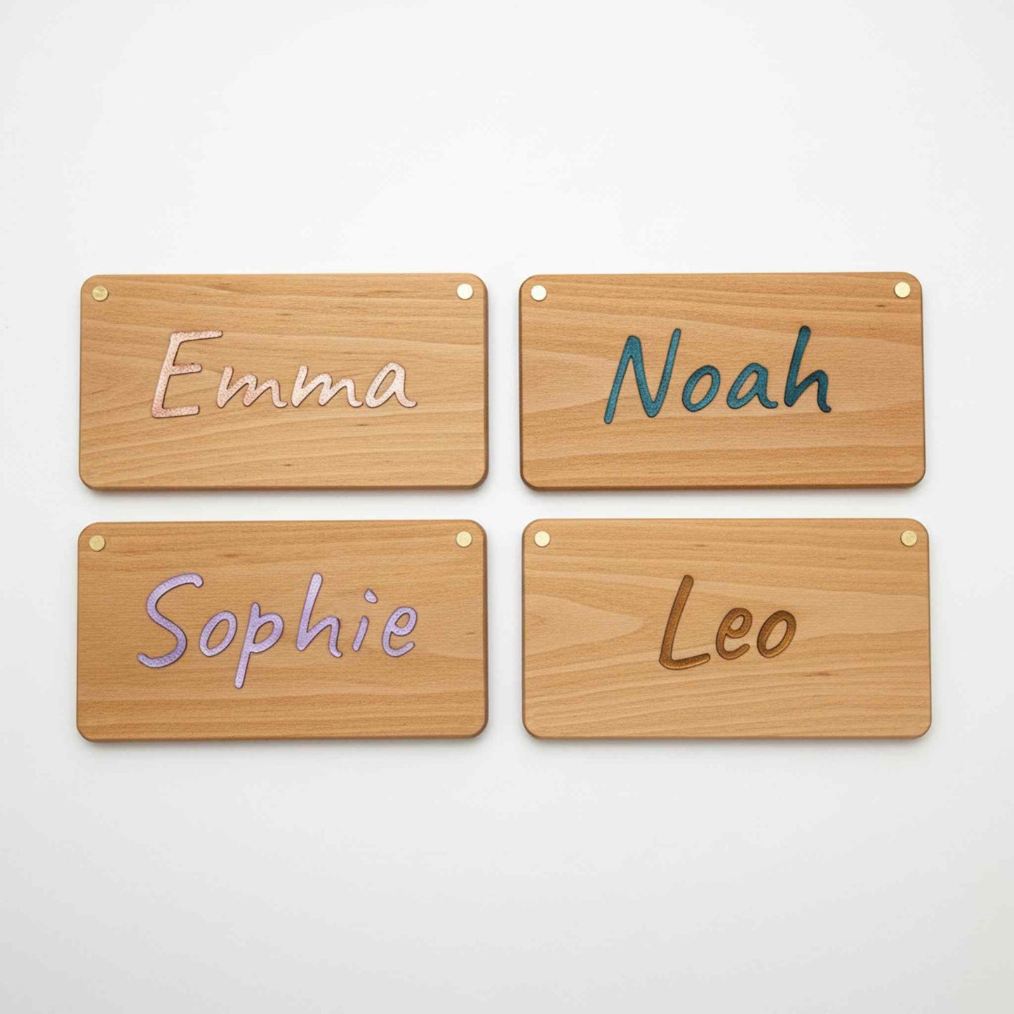 Metallic Wood 3D Türschild - Personalisiertes Türschild aus Holz mit Lederbuchstaben – Individuell gestaltbar