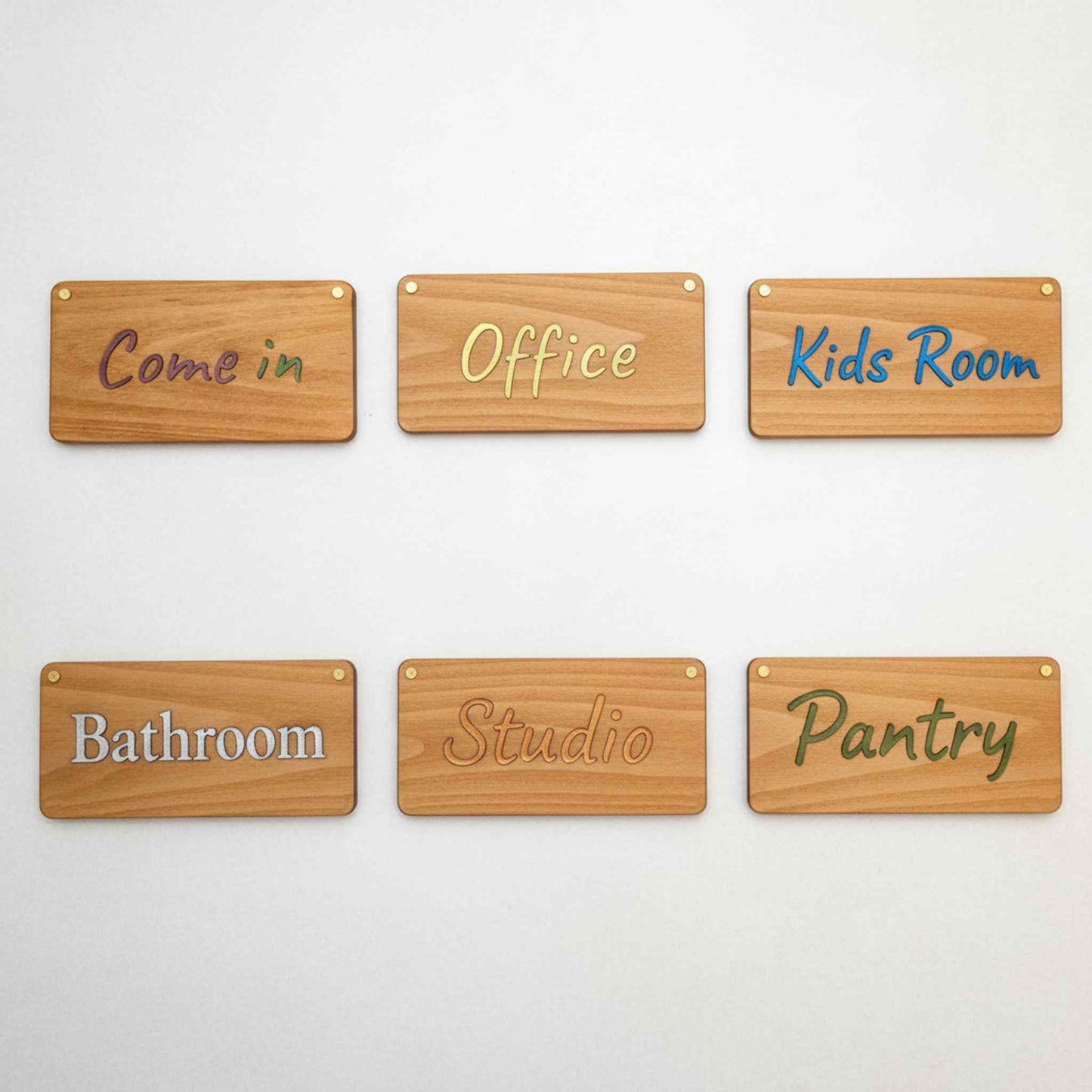 Metallic Wood 3D Türschild - Personalisiertes Türschild aus Holz mit Lederbuchstaben – Individuell gestaltbar