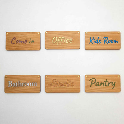 Metallic Wood 3D Türschild - Personalisiertes Türschild aus Holz mit Lederbuchstaben – Individuell gestaltbar