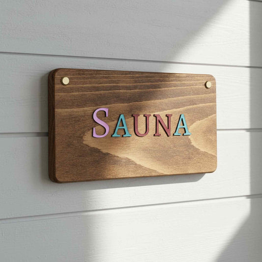 Metallic Wood 3D Türschild - Personalisiertes Türschild aus Holz mit Lederbuchstaben – Individuell gestaltbar