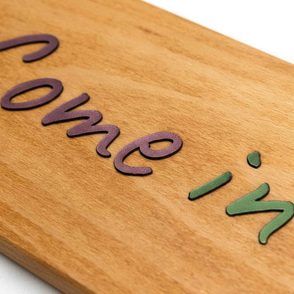 Metallic Wood 3D Türschild - Personalisiertes Türschild aus Holz mit Lederbuchstaben – Individuell gestaltbar
