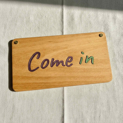 Metallic Wood 3D Türschild - Personalisiertes Türschild aus Holz mit Lederbuchstaben – Individuell gestaltbar