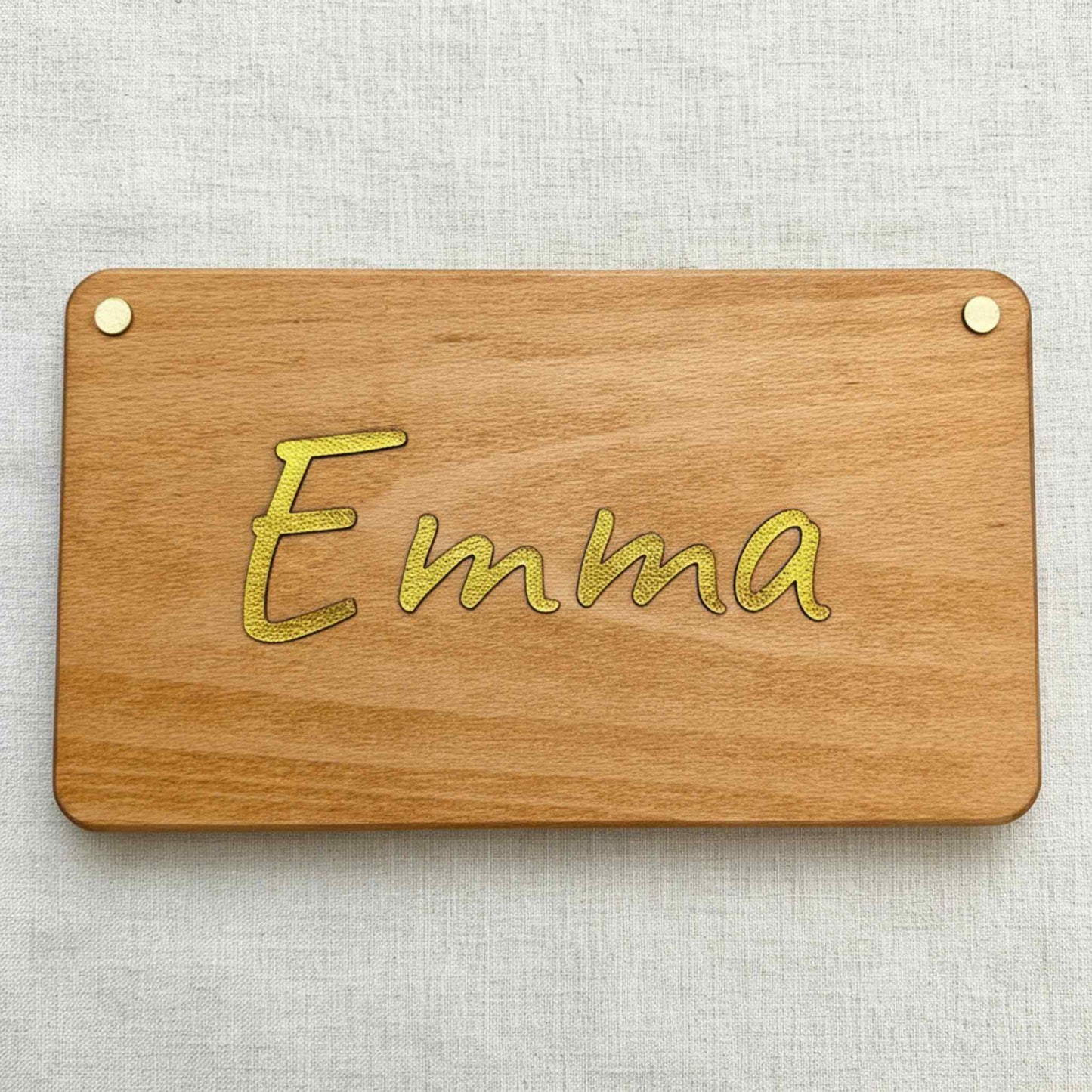 Metallic Wood 3D Türschild - Personalisiertes Türschild aus Holz mit Lederbuchstaben – Individuell gestaltbar