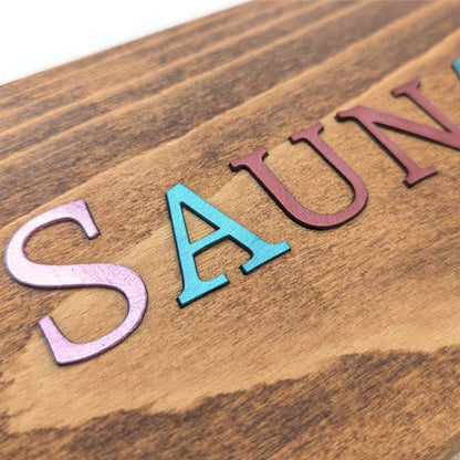 Metallic Wood 3D Türschild - Personalisiertes Türschild aus Holz mit Lederbuchstaben – Individuell gestaltbar
