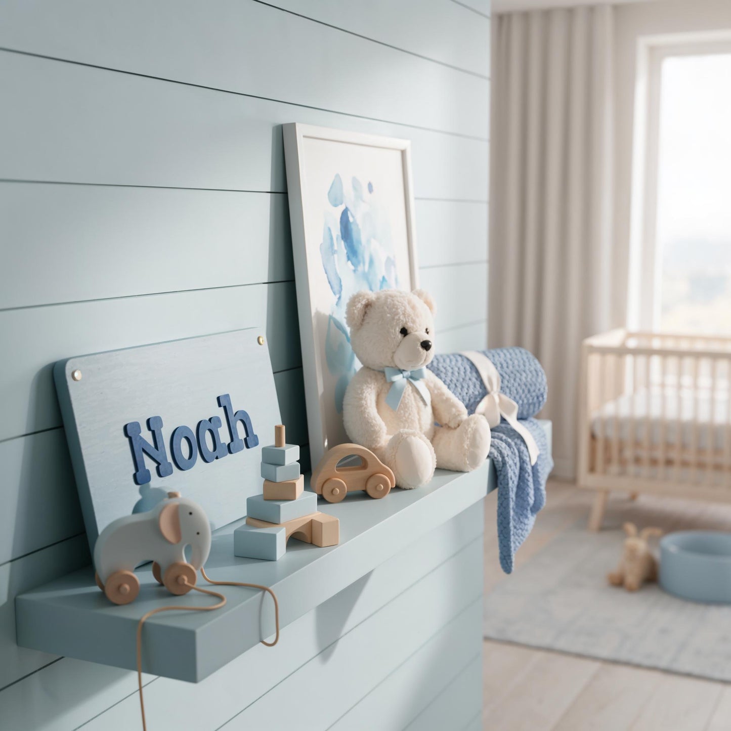 Kinderzimmer Namensschild Buche personalisiert – Türschild für Babyzimmer