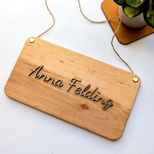Premium Namensschild 3D aus Buche – mit edler, personalisierter 3D-Schrift