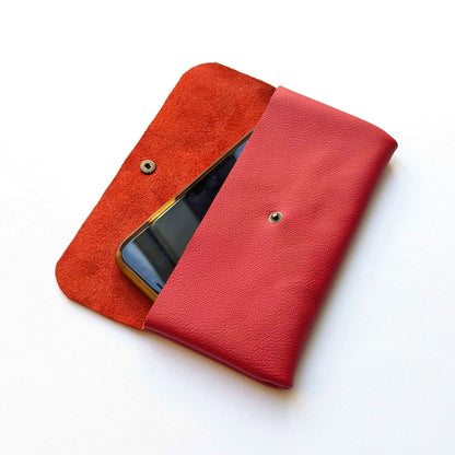 Leder Täschchen mit Druckknopf – universelles Etui für Handy, Brille, Stifte & Kosmetik