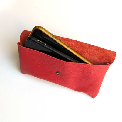 Leder Täschchen mit Druckknopf – universelles Etui für Handy, Brille, Stifte & Kosmetik