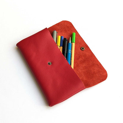 Leder Täschchen mit Druckknopf – universelles Etui für Handy, Brille, Stifte & Kosmetik