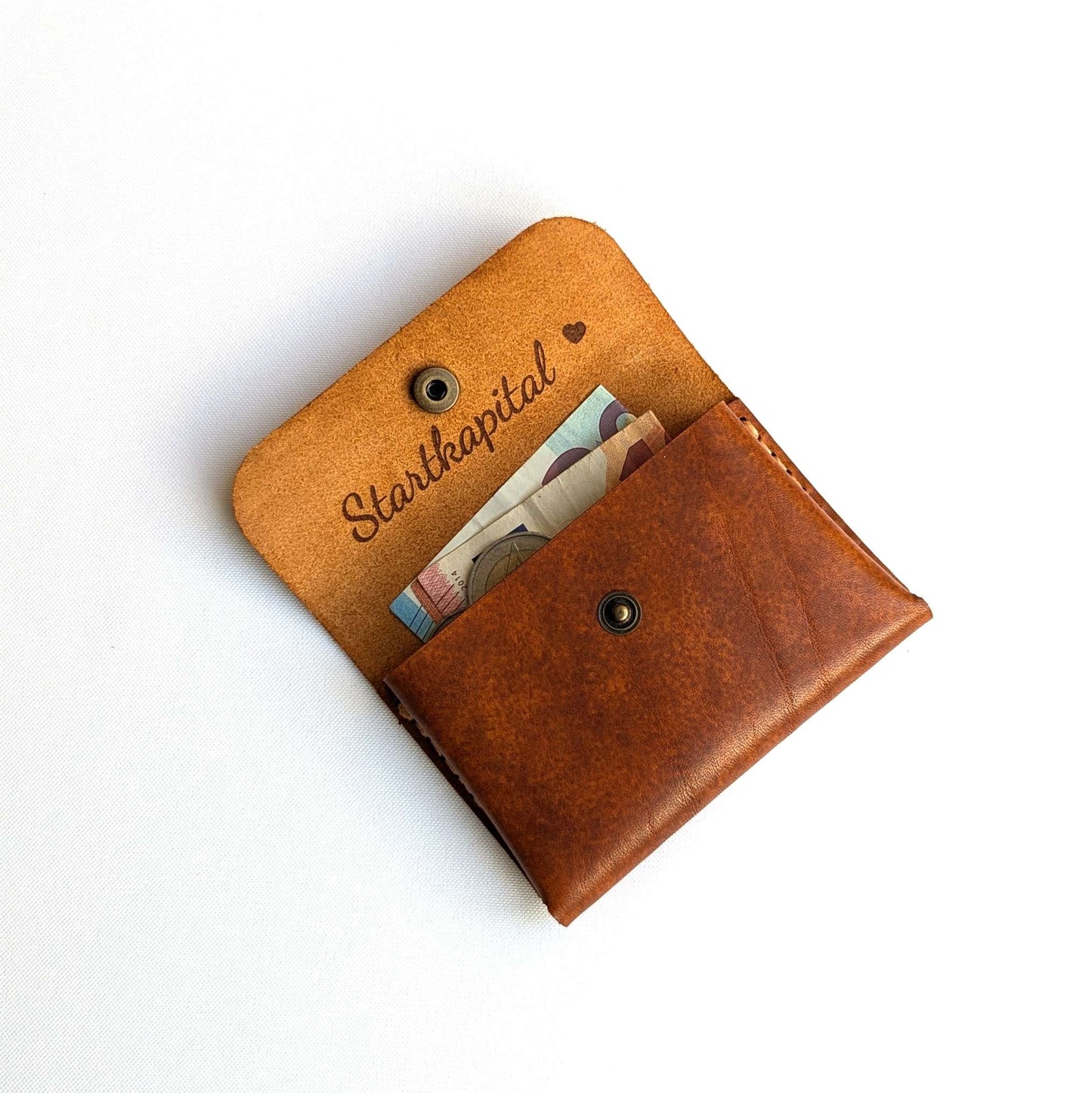 Mini Leder Wallet Lux Color – Minimalistisches handgemachtes Leder Portemonnaie – Slim Wallet für Herren & Damen – Personalisierbar