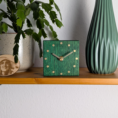 KloK KloK - Elegante Designuhr aus Massivholz mit Messing Inlays & Leder Rückseite