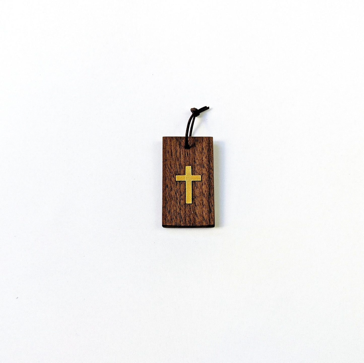 Spiritueller Goldanhänger – handgefertigter Holz und Leder Talisman mit Bedeutung