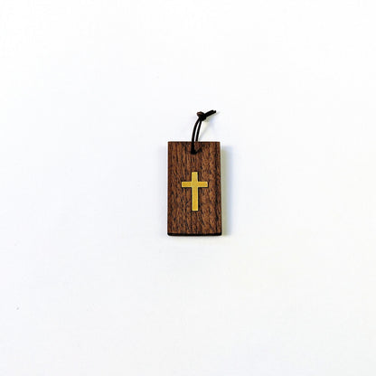 Spiritueller Goldanhänger – handgefertigter Holz und Leder Talisman mit Bedeutung