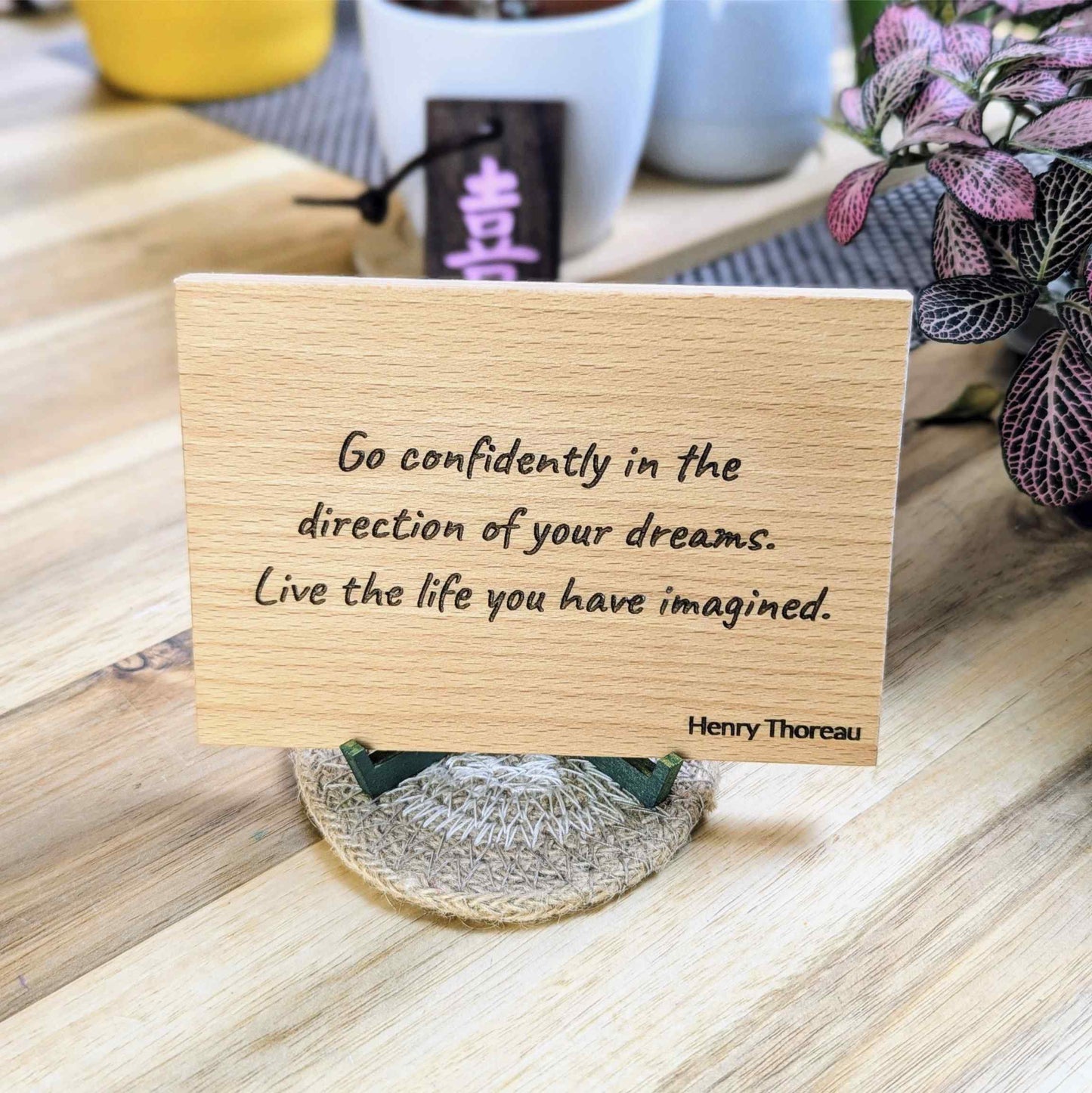 Premium Anti-Zitat Holzschild Buche - personalisiertes Holzschild mit Biss