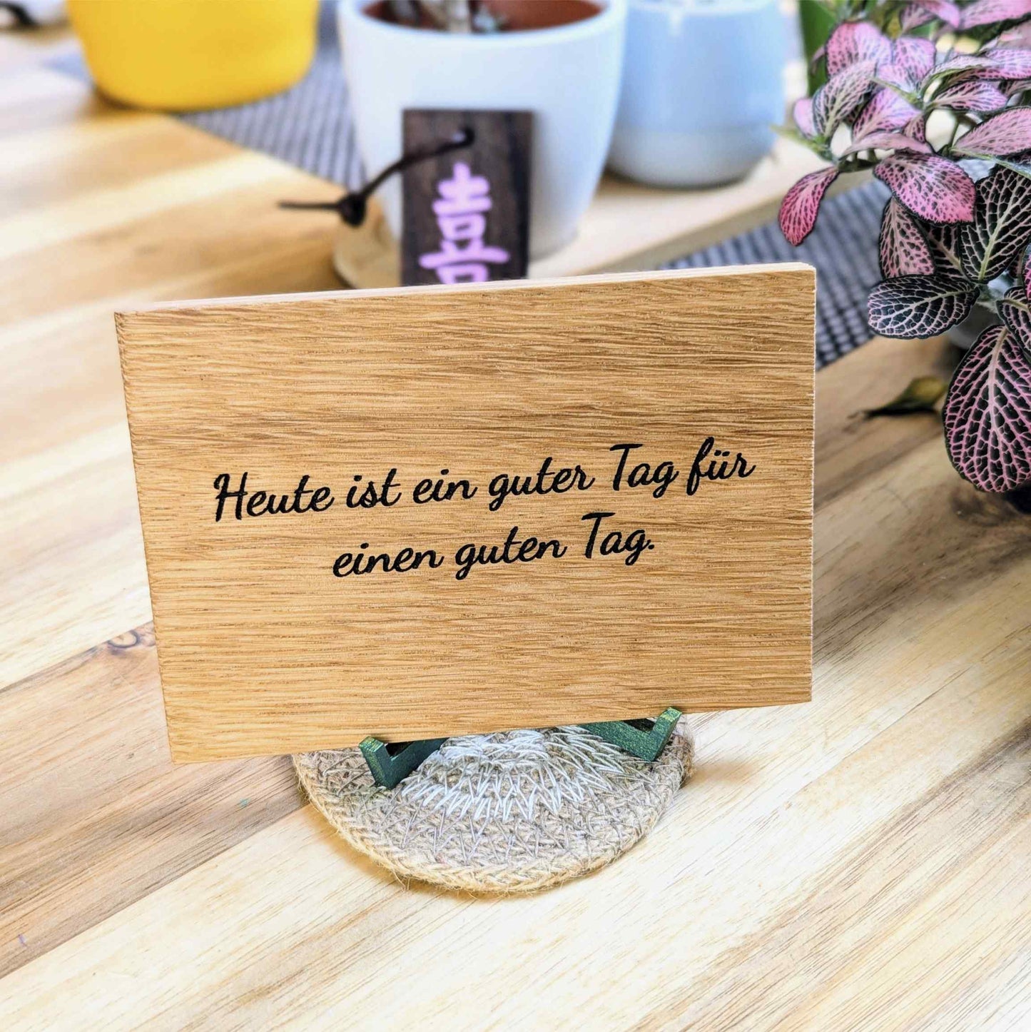 Premium Anti-Zitat Holzschild Buche - personalisiertes Holzschild mit Biss