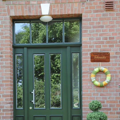 Gold Türschild – exklusives, vergoldetes Namensschild aus Holz & Leder